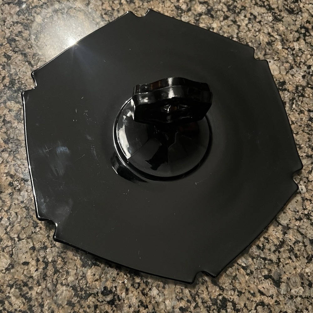 Vintage Black Amethyst Glass Tray Plate Center Handle Dish Dessert Platter Art